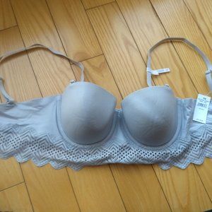 Aerie strapless/convertible 30D grey longline bra